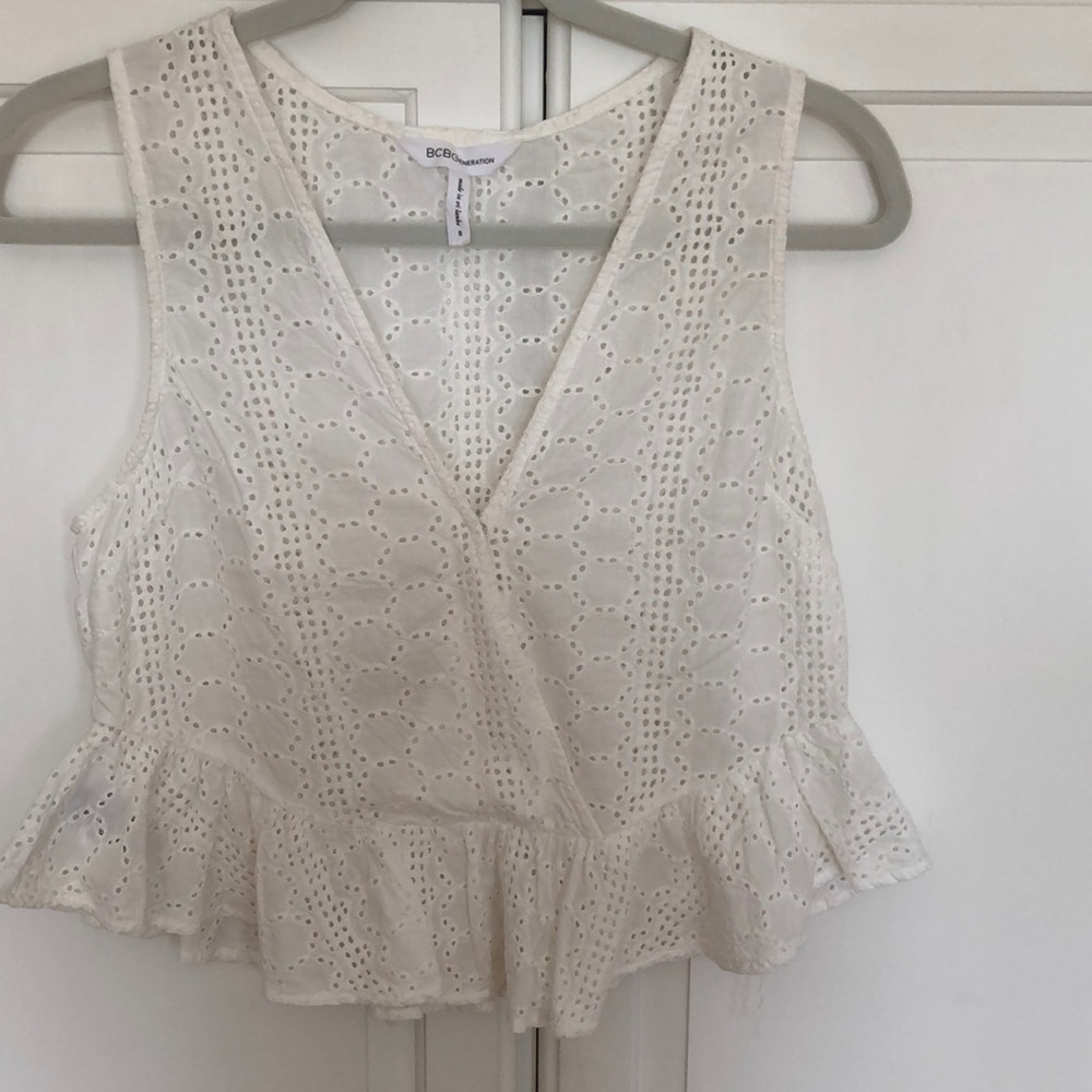 BCBGeneration white eyelet Top